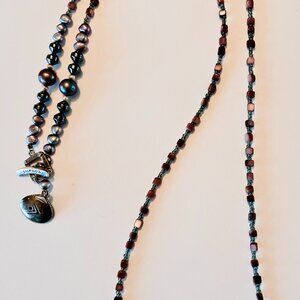 Silpada Retired Boho Long Beaded Necklace with .925 Sterling Silver